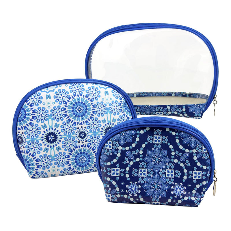 JAVIER - Set de 3 Neceseres Ovalados con Cierre de Cremallera, Colección Arabesque