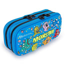 3D Magic - Estuche Escolar Doble con Cuerpo en Relieve. Monsters Azul