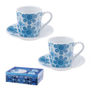 JAVIER Arabesque - Juego de 2 Tazas para Café con Platos en Caja de Regalo