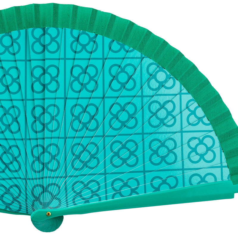 JAVIER Panot - Abanico de 23 cm con Varillas de Madera Estampada y Tela