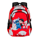 DISNEY Lilo y Stitch Kiss - Mochila Escolar Impermeable Running Plus para Portatil y USB. Rojo