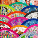 JAVIER Abanicos - Abanico de 23 cm con Varillas de Madera Estampada y Tela