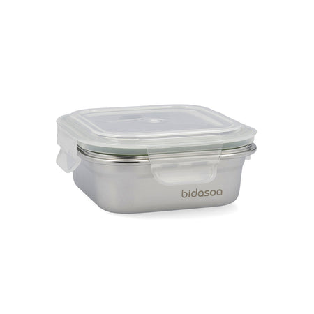 BIDASOA Mi Planeta - Recipiente Cuadrado 0.5L Acero Inoxidable. Apto Horno