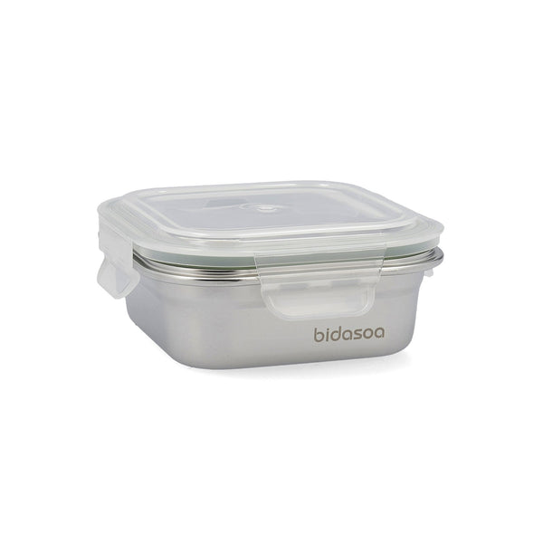 BIDASOA Mi Planeta - Recipiente Cuadrado 0.5L Acero Inoxidable. Apto Horno