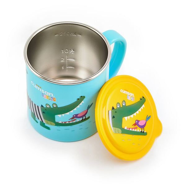 Cuitisan Baby - Taza Infantil en Acero Inoxidable con Tapa. Apto Microondas, 0.4L