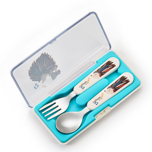 Cuitisan Baby - Set Cubiertos Infantiles de Acero Inoxidable en Estuche. Medida 15 cm