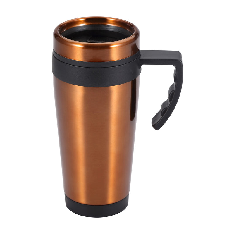 BERGNER Neon Classic - Taza de Viaje 400 ml en Acero Inoxidable con Asa. Cobre