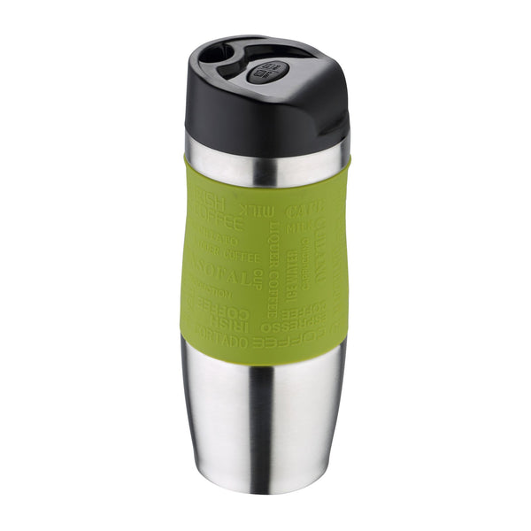 BERGNER - Taza de Viaje Térmica 400 ml en Acero Inoxidable y Silicona. Verde