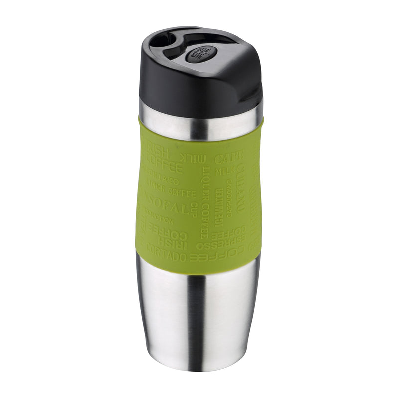 BERGNER - Taza de Viaje Térmica 400 ml en Acero Inoxidable y Silicona. Verde
