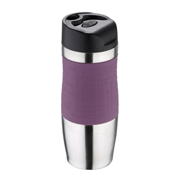 BERGNER - Taza de Viaje Térmica 400 ml en Acero Inoxidable y Silicona. Morado