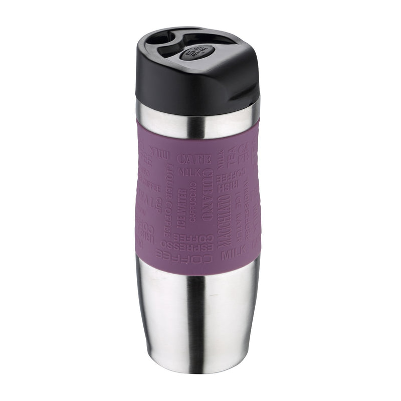 BERGNER - Taza de Viaje Térmica 400 ml en Acero Inoxidable y Silicona. Morado