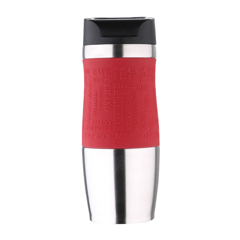 BERGNER - Taza de Viaje Térmica 400 ml en Acero Inoxidable y Silicona. Rojo