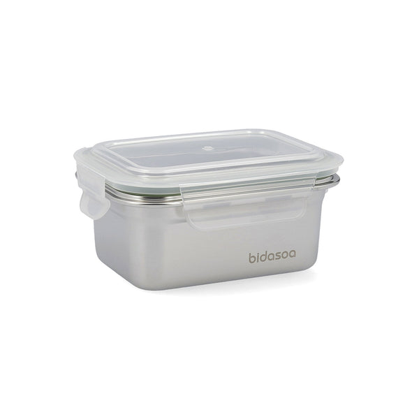 BIDASOA Miplaneta - Recipiente Rectangular Hermético en Acero Inoxidable, Apto Horno 0.5L