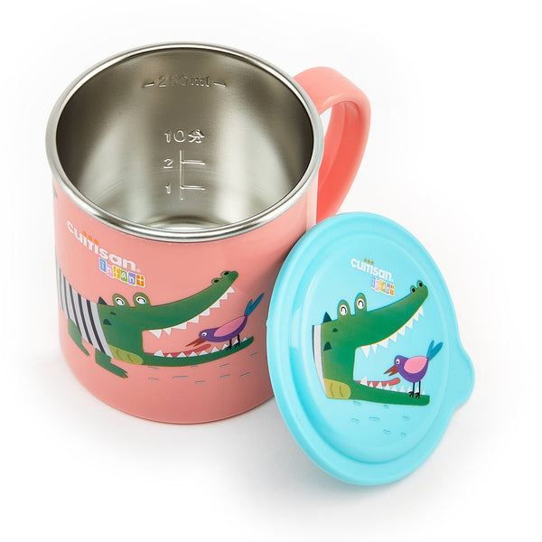 Cuitisan Baby - Taza Infantil en Acero Inoxidable con Tapa. Apto Microondas, 0.4L