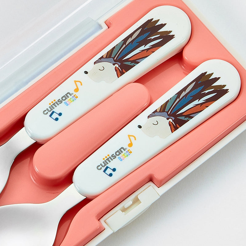 Cuitisan Baby - Set Cubiertos Infantiles de Acero Inoxidable en Estuche. Color Rosa