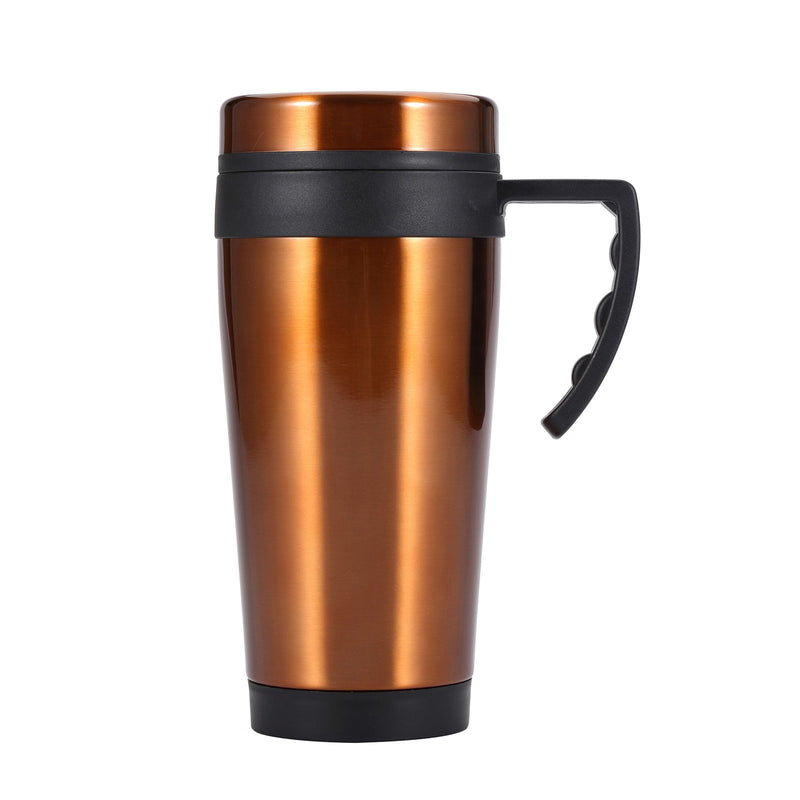 BERGNER Neon Classic - Taza de Viaje 400 ml en Acero Inoxidable con Asa. Cobre