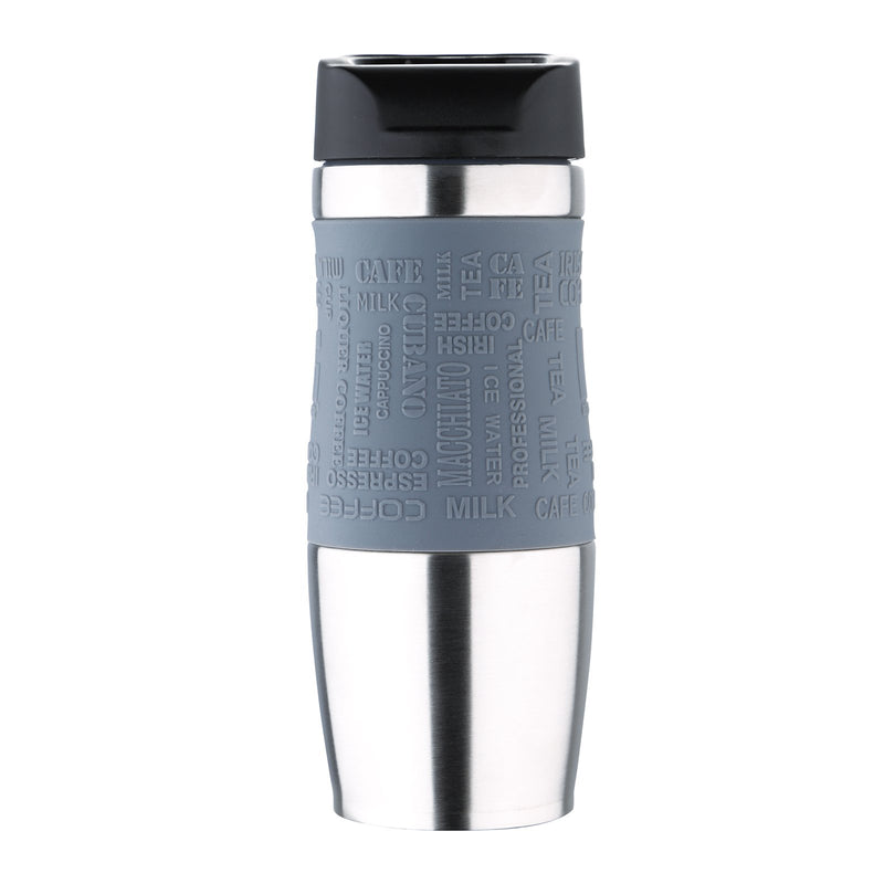 BERGNER - Taza de Viaje Térmica 400 ml en Acero Inoxidable y Silicona. Gris