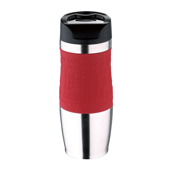 BERGNER - Taza de Viaje Térmica 400 ml en Acero Inoxidable y Silicona. Rojo
