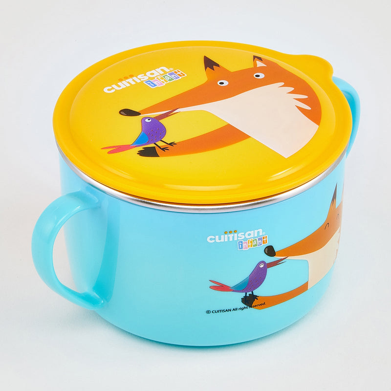 Cuitisan Baby - Taza Ancha Infantil en Acero Inoxidable con Tapa y Asas. Apto Microondas, 0.65L