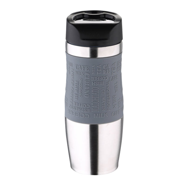 BERGNER - Taza de Viaje Térmica 400 ml en Acero Inoxidable y Silicona. Gris