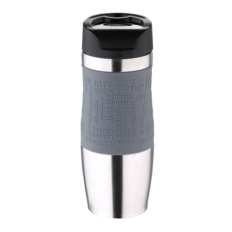 BERGNER - Taza de Viaje Térmica 400 ml en Acero Inoxidable y Silicona. Gris
