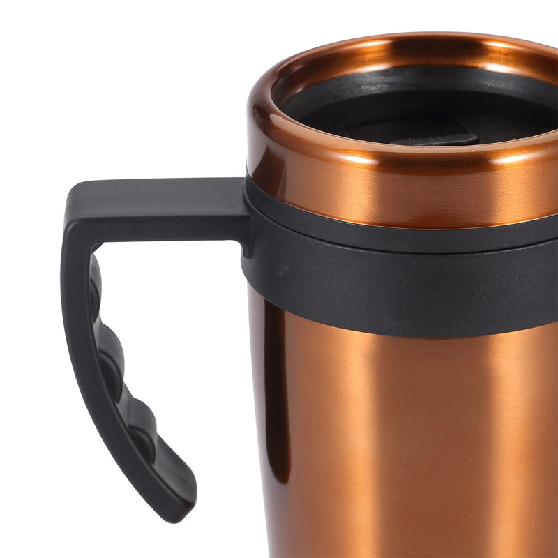 BERGNER Neon Classic - Taza de Viaje 400 ml en Acero Inoxidable con Asa. Cobre