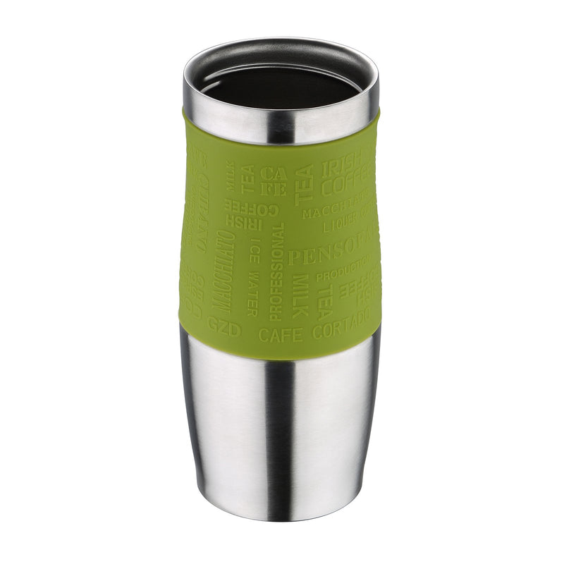 BERGNER - Taza de Viaje Térmica 400 ml en Acero Inoxidable y Silicona. Verde