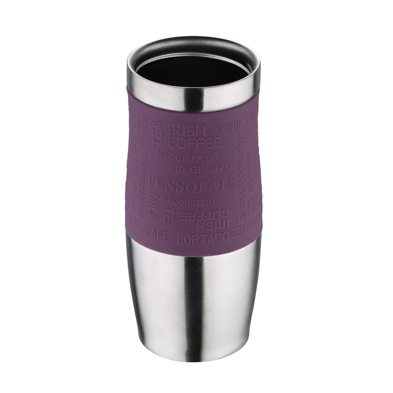 BERGNER - Taza de Viaje Térmica 400 ml en Acero Inoxidable y Silicona. Morado