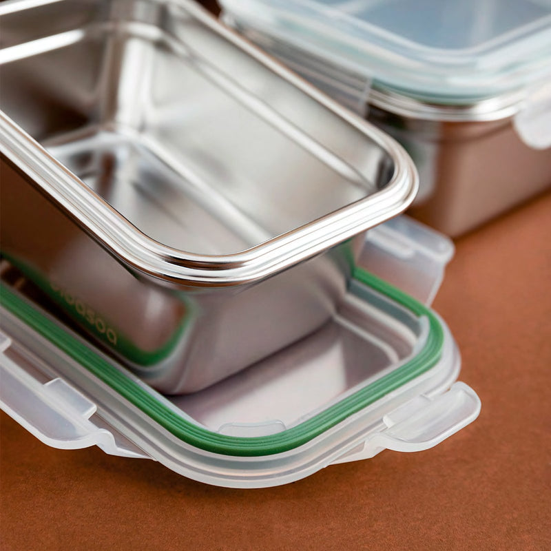 BIDASOA Mi Planeta - Recipiente Rectangular 1.5L Acero Inoxidable. Apto Horno