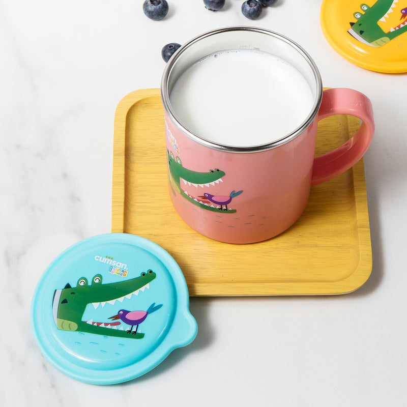 Cuitisan Baby - Taza Infantil en Acero Inoxidable con Tapa. Apto Microondas, 0.4L