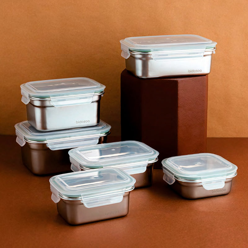 BIDASOA Miplaneta - Recipiente Rectangular Hermético en Acero Inoxidable, Apto Horno 0.5L