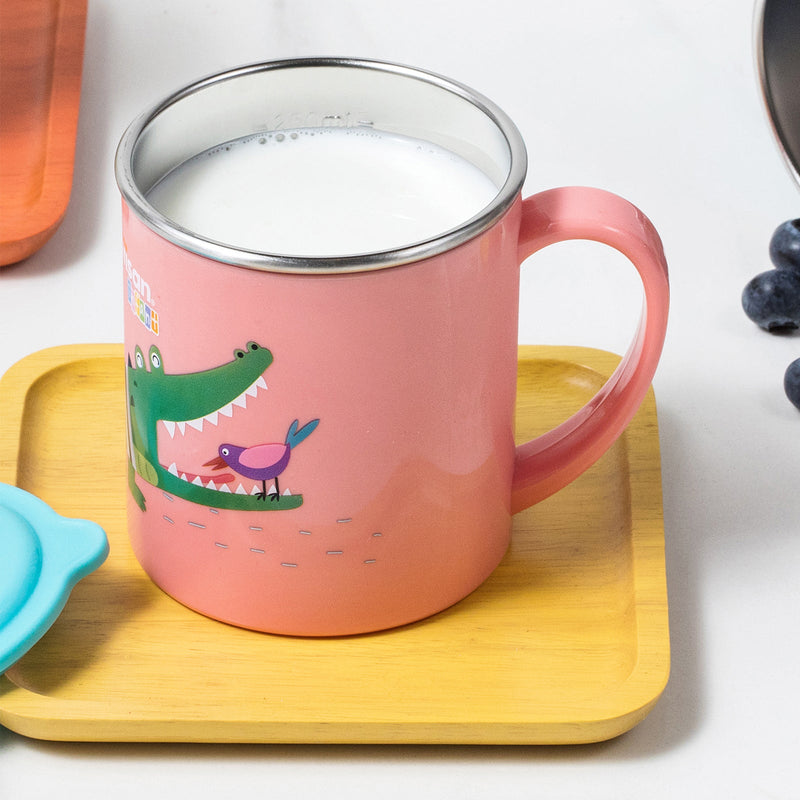 Cuitisan Baby - Taza Infantil en Acero Inoxidable con Tapa. Apto Microondas, 0.4L