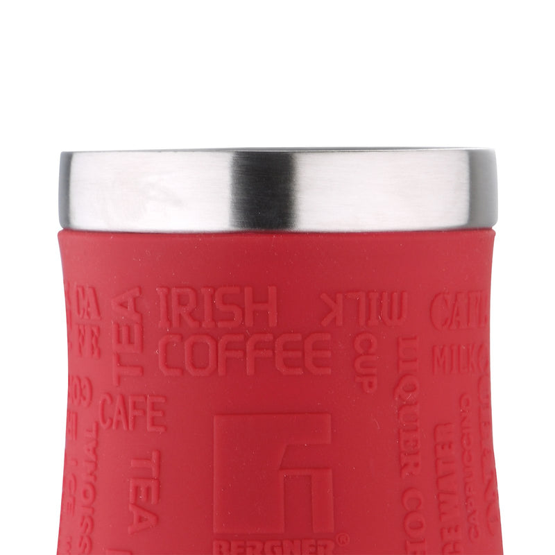 BERGNER - Taza de Viaje Térmica 400 ml en Acero Inoxidable y Silicona. Rojo