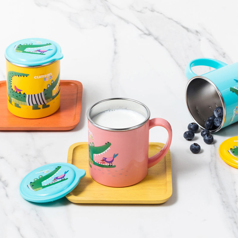 Cuitisan Baby - Taza Infantil en Acero Inoxidable con Tapa. Apto Microondas, 0.4L