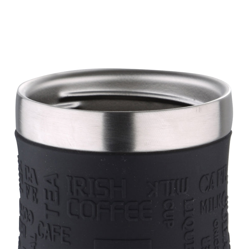 BERGNER - Taza de Viaje Térmica 400 ml en Acero Inoxidable y Silicona. Negro