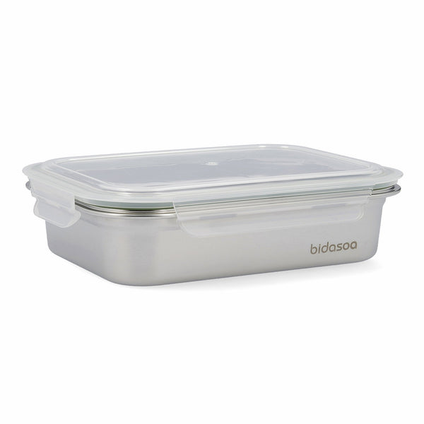 BIDASOA Mi Planeta - Recipiente Rectangular 1L Acero Inoxidable. Apto Horno