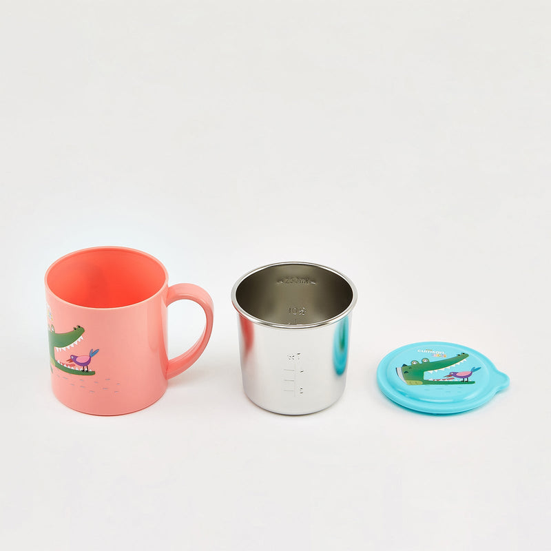 Cuitisan Baby - Taza Infantil en Acero Inoxidable con Tapa. Apto Microondas, 0.4L