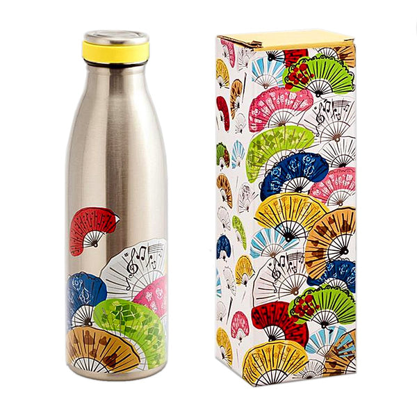 JAVIER - Botella Térmica Reutilizable en Acero Inoxidable, 500 ml, Colección Abanicos
