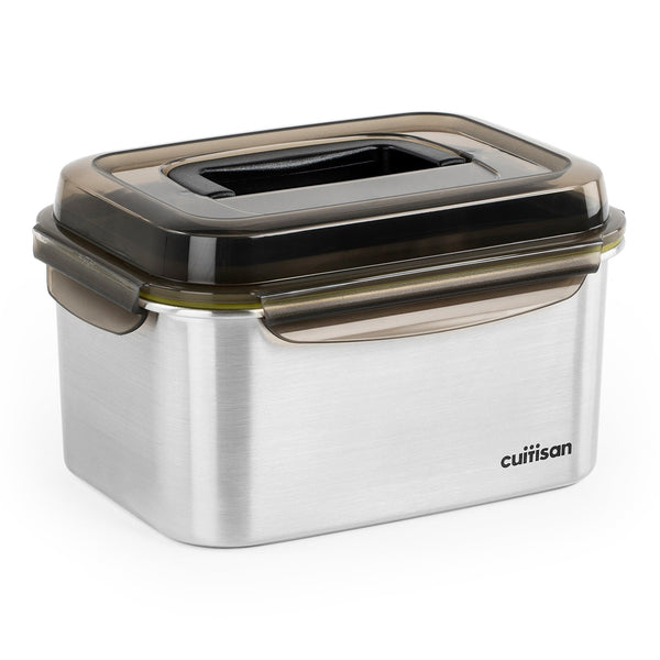 Cuitisan Signature Handy - Recipiente Rectangular 4L en Cromosteel con Asa. Apto Microondas