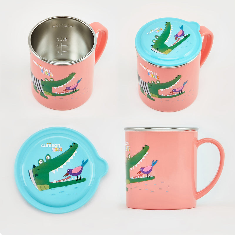 Cuitisan Baby - Taza Infantil en Acero Inoxidable con Tapa. Apto Microondas, 0.4L