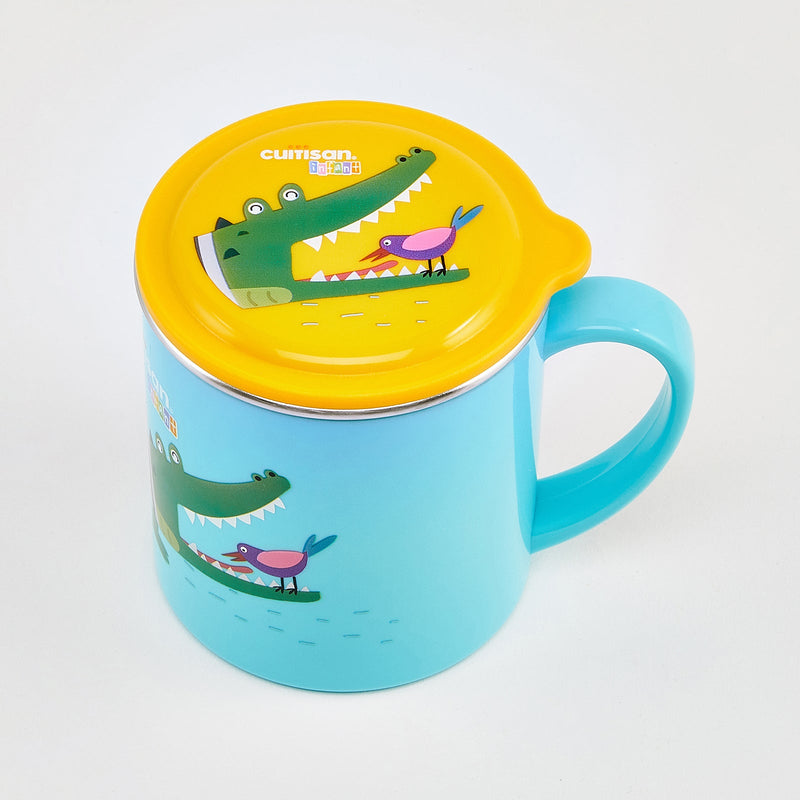 Cuitisan Baby - Taza Infantil en Acero Inoxidable con Tapa. Apto Microondas, 0.4L