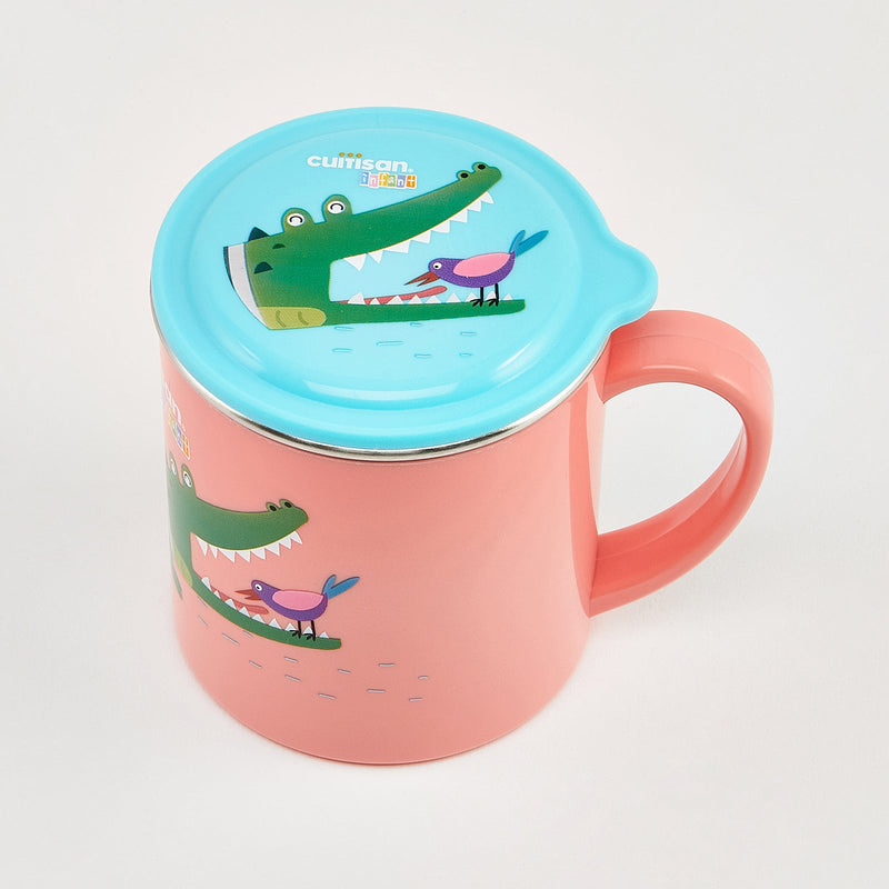 Cuitisan Baby - Taza Infantil en Acero Inoxidable con Tapa. Apto Microondas, 0.4L