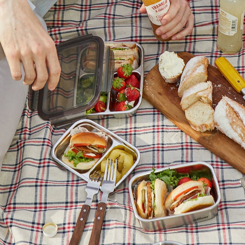 Cuitisan TO GO - Recipiente Rectangular Compartimentado 0.37L en Cromosteel. Apto Microondas