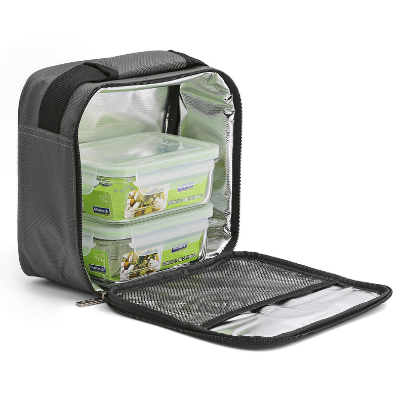 VALIRA Nomad Soft - Bolsa Térmica Porta Alimentos Flexible. Incluye Recipientes Vidrio de 715 ml, Gris