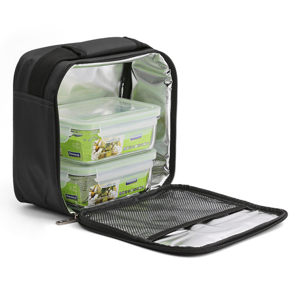 VALIRA Nomad Soft - Bolsa Térmica Porta Alimentos Flexible. Incluye Recipientes Vidrio de 715 ml, Negro