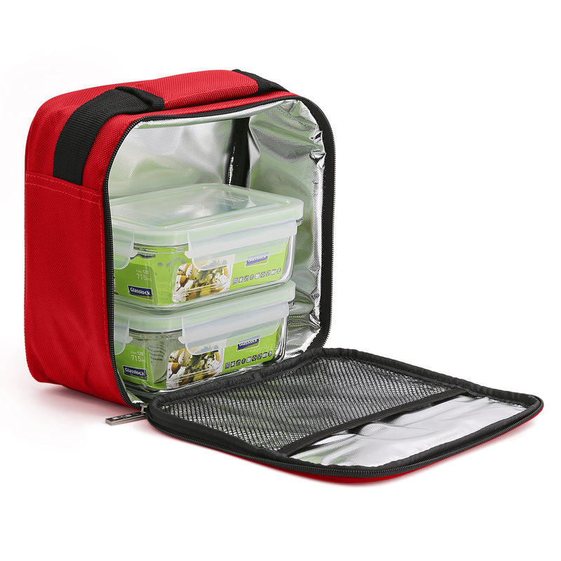 VALIRA Nomad Soft - Bolsa Térmica Porta Alimentos Flexible. Incluye Recipientes Vidrio de 715 ml, Rojo