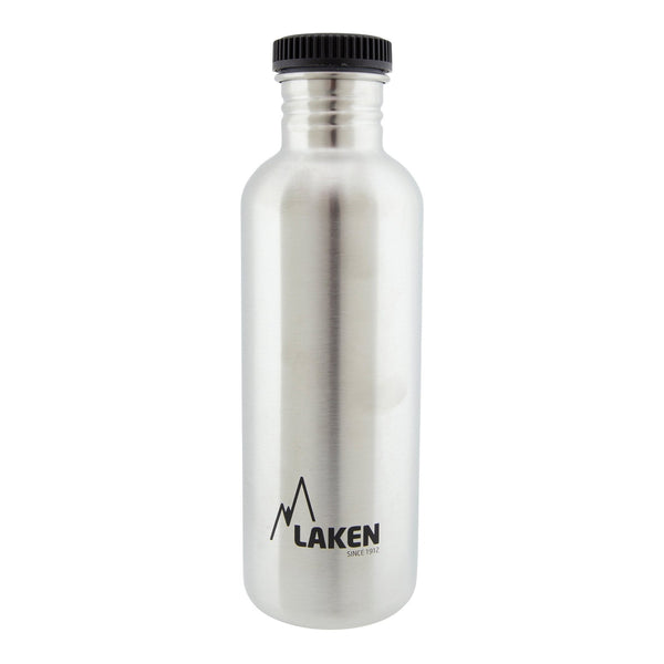 LAKEN Basic Steel - Botella de Agua 1L en Acero Inoxidable. Plata