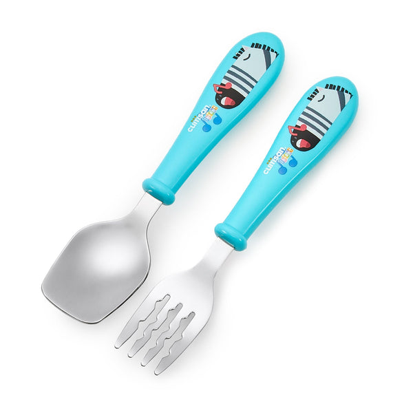 Cuitisan Baby - Set de Cubiertos Infantiles en Acero Inoxidable. Color Azul 15 cm