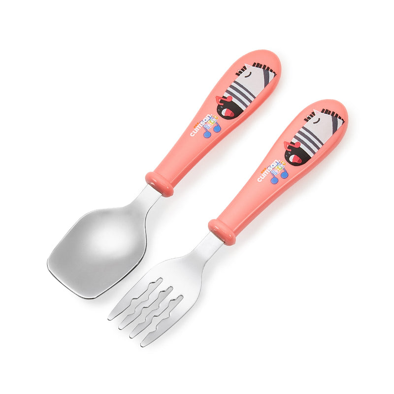 Cuitisan Baby - Set de Cubiertos Infantiles en Acero Inoxidable. Color Rosa 15 cm