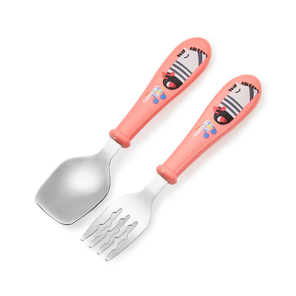 Cuitisan Baby - Cubiertos Infantiles de Acero Inoxidable en Estuche. Color Rosa 18 cm